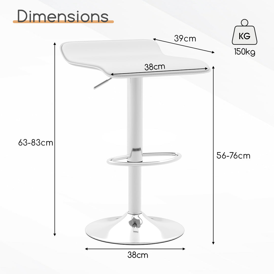 Adjustable Swivel Bar Stool Set of 2 with Wave shaped Seat - TidySpaces