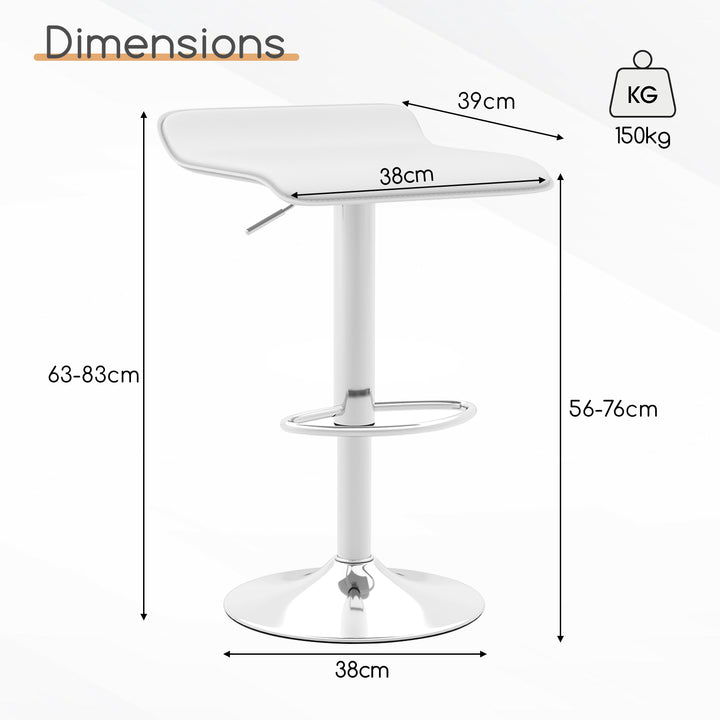 Adjustable Swivel Bar Stool Set of 2 with Wave shaped Seat - TidySpaces