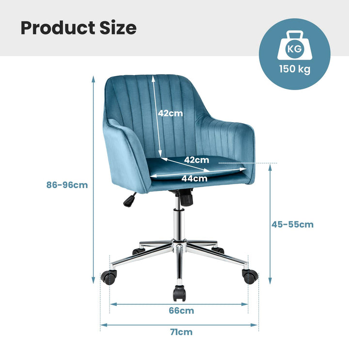 Adjustable Velvet Leisure Chair with 4 Universal Wheels for Daily