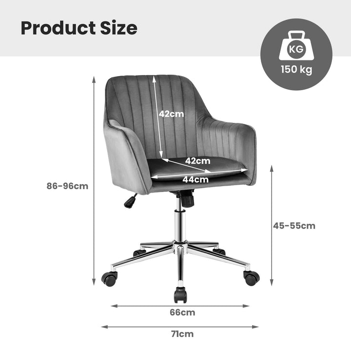 Adjustable Velvet Leisure Chair with 4 Universal Wheels for Daily