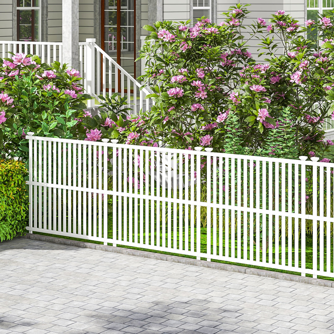 Air Conditioner Fence Panel with Metal Ground Stakes-White