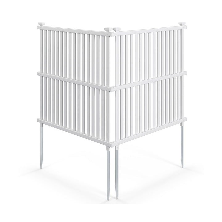 Air Conditioner Fence Panel with Metal Ground Stakes-White