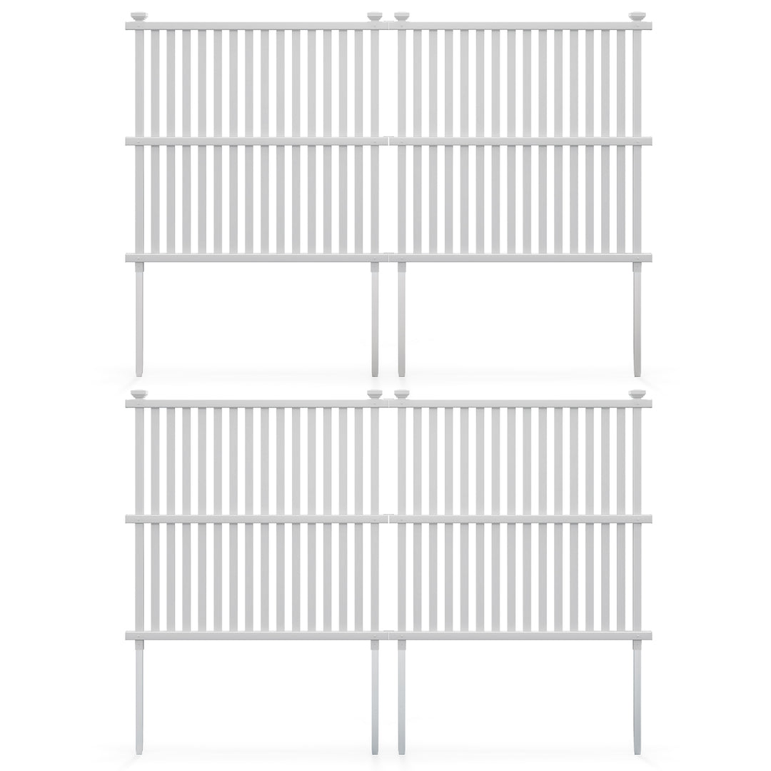 Air Conditioner Fence Panel with Metal Ground Stakes-White