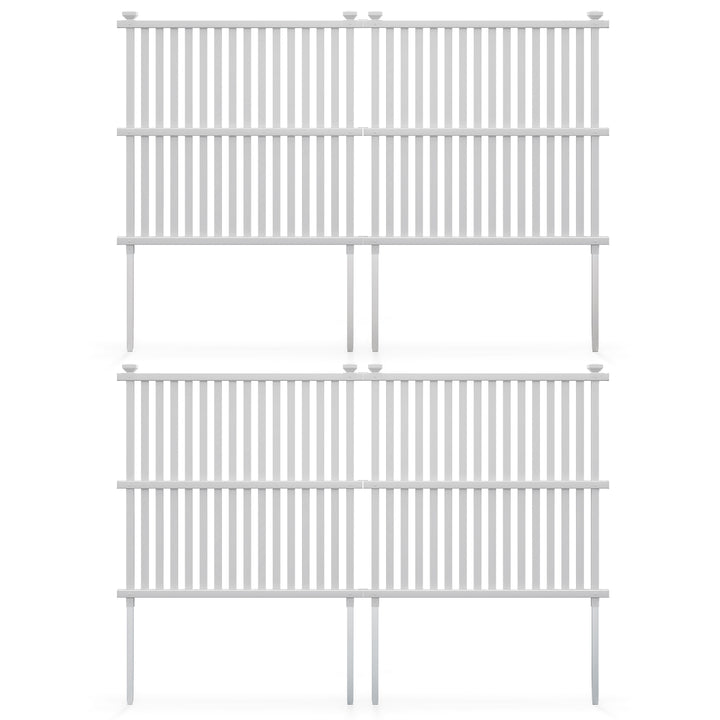 Air Conditioner Fence Panel with Metal Ground Stakes-White