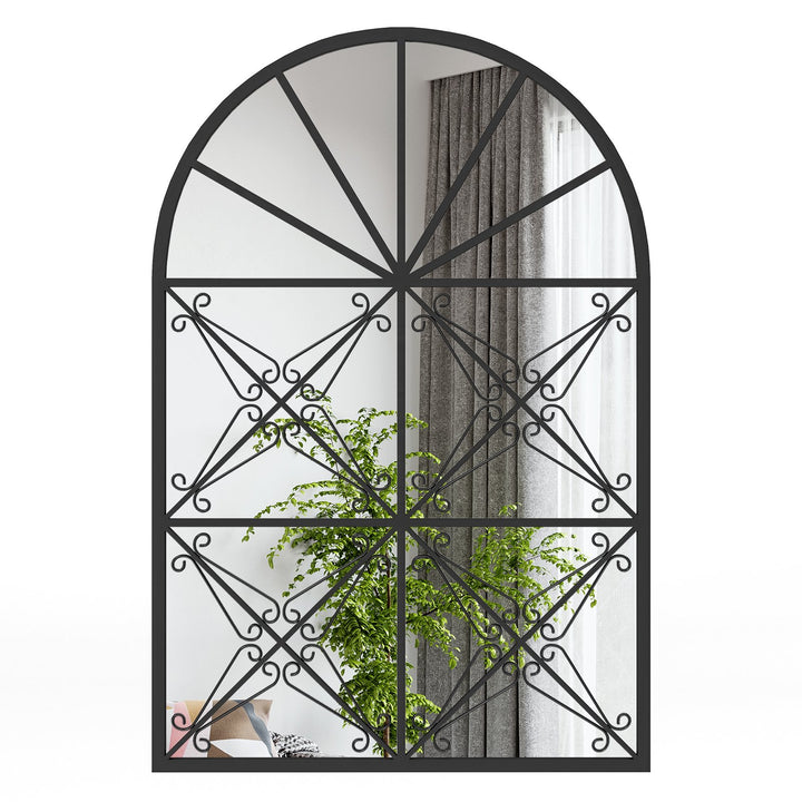 Arched Window Pane Decorative Mirror-Black - TidySpaces