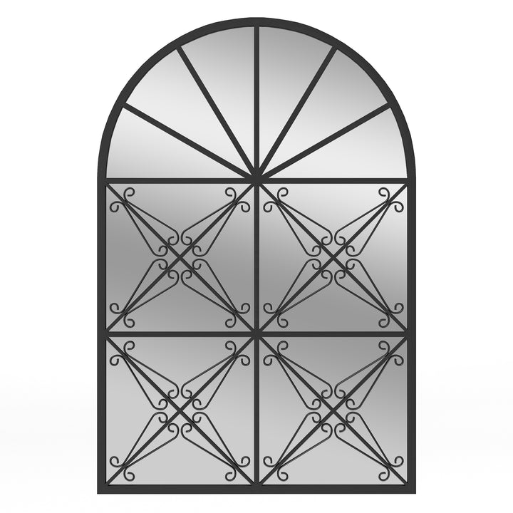 Arched Window Pane Decorative Mirror-Black - TidySpaces