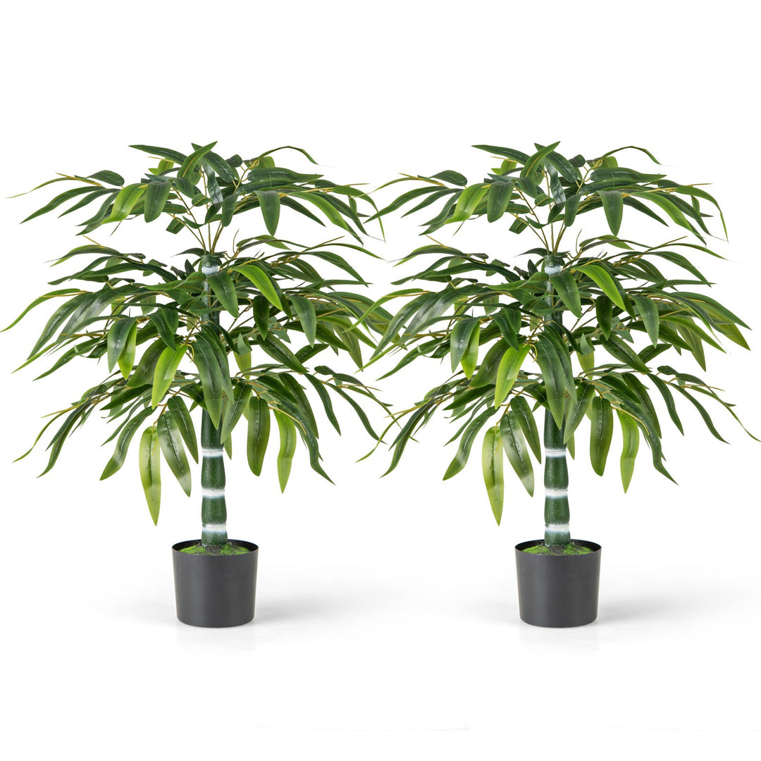 100 CM Artificial Bamboo Tree Set of 2 with Plastic Nursery Pot and Adjustable Branches - TidySpaces