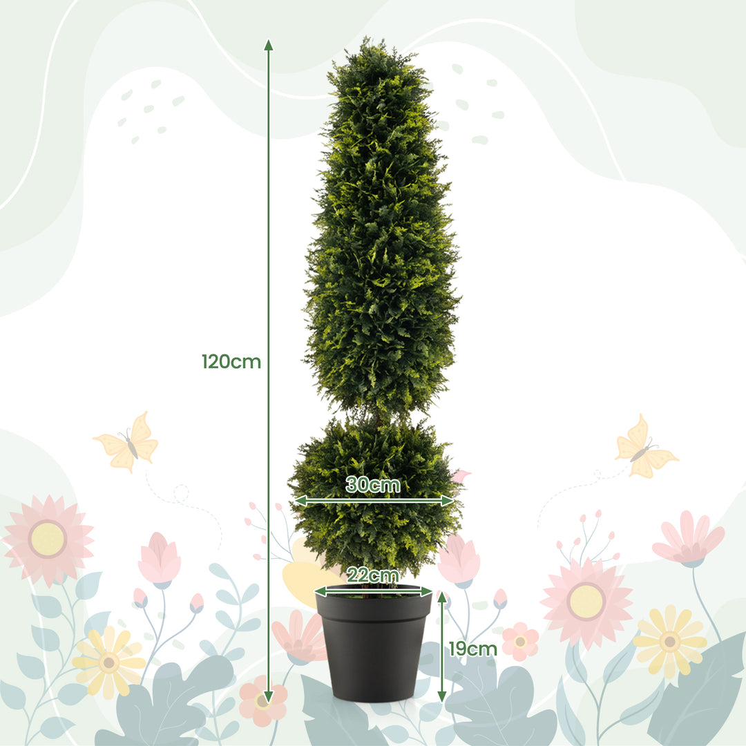 120 CM Artificial Boxwood Topiary Tree with Cement-Filled Flowerpot