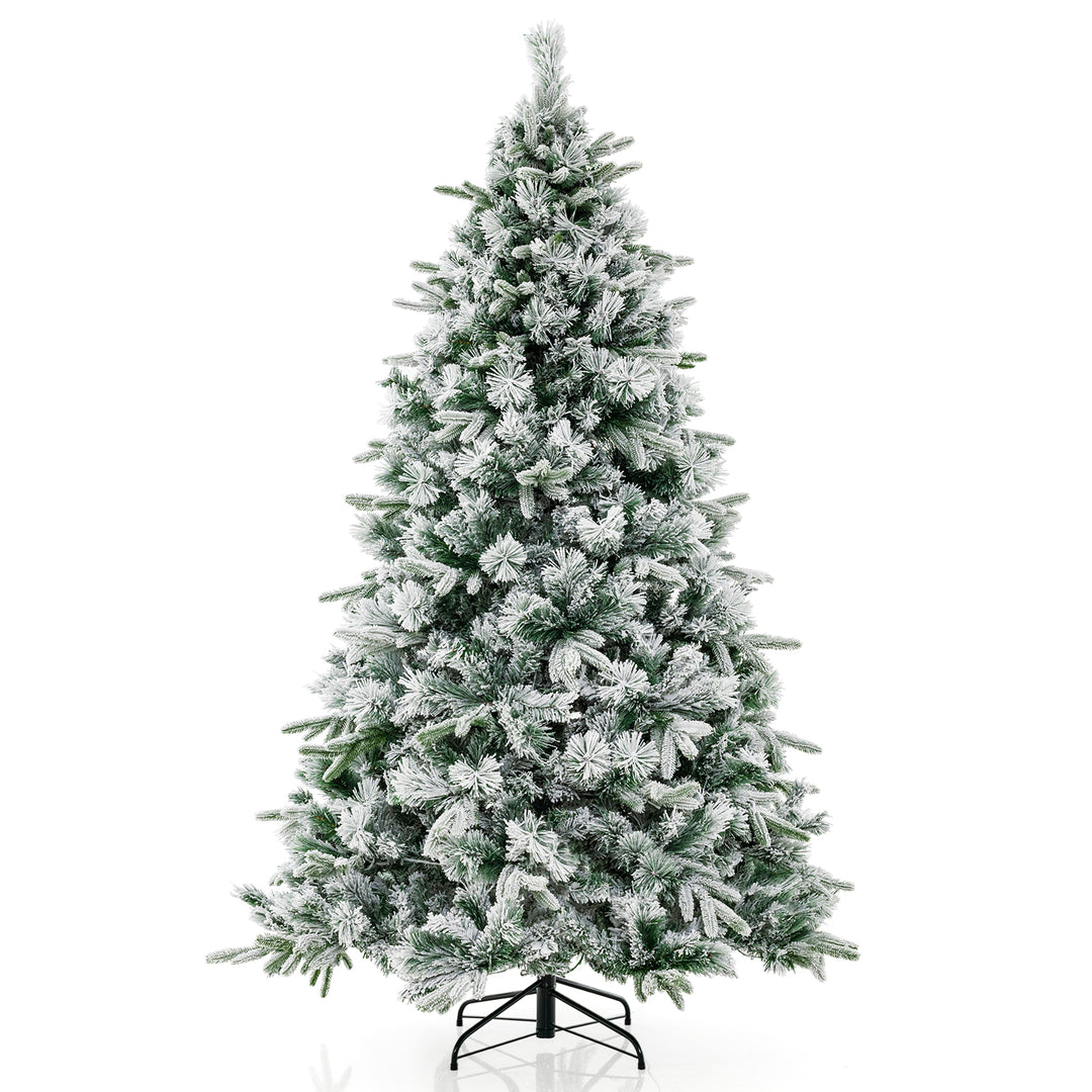 Artificial Christmas Tree with LED Lights, 8 Lighting Modes and Foldable Metal Stand