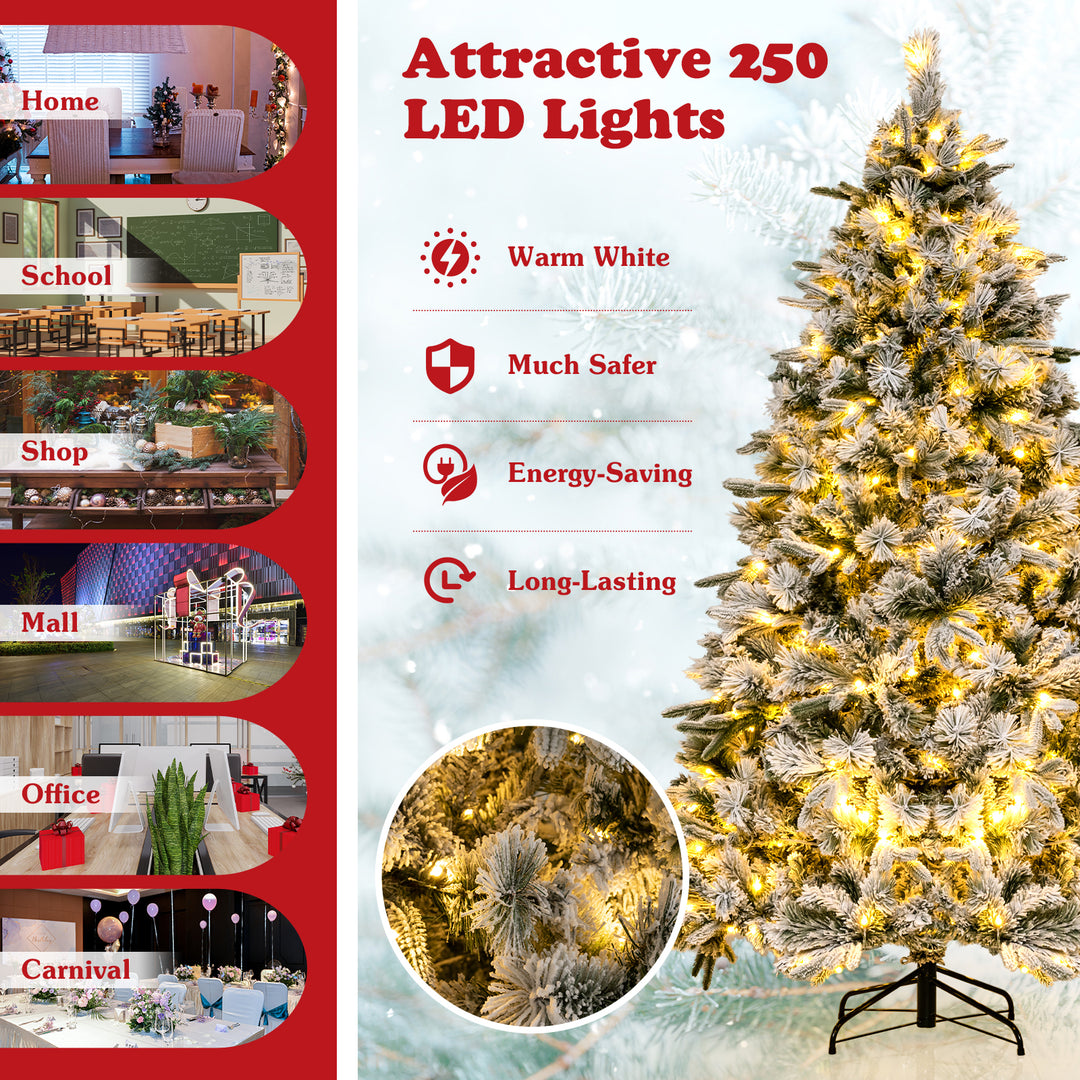 Artificial Christmas Tree with LED Lights, 8 Lighting Modes and Foldable Metal Stand