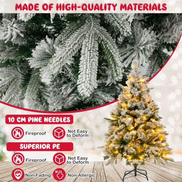 Artificial Christmas Tree with LED Lights, 8 Lighting Modes and Foldable Metal Stand