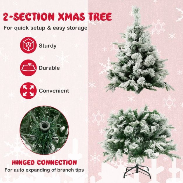 Artificial Christmas Tree with LED Lights, 8 Lighting Modes and Foldable Metal Stand