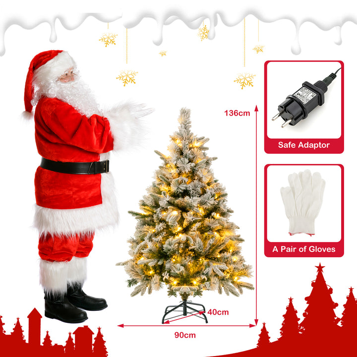 Artificial Christmas Tree with LED Lights, 8 Lighting Modes and Foldable Metal Stand