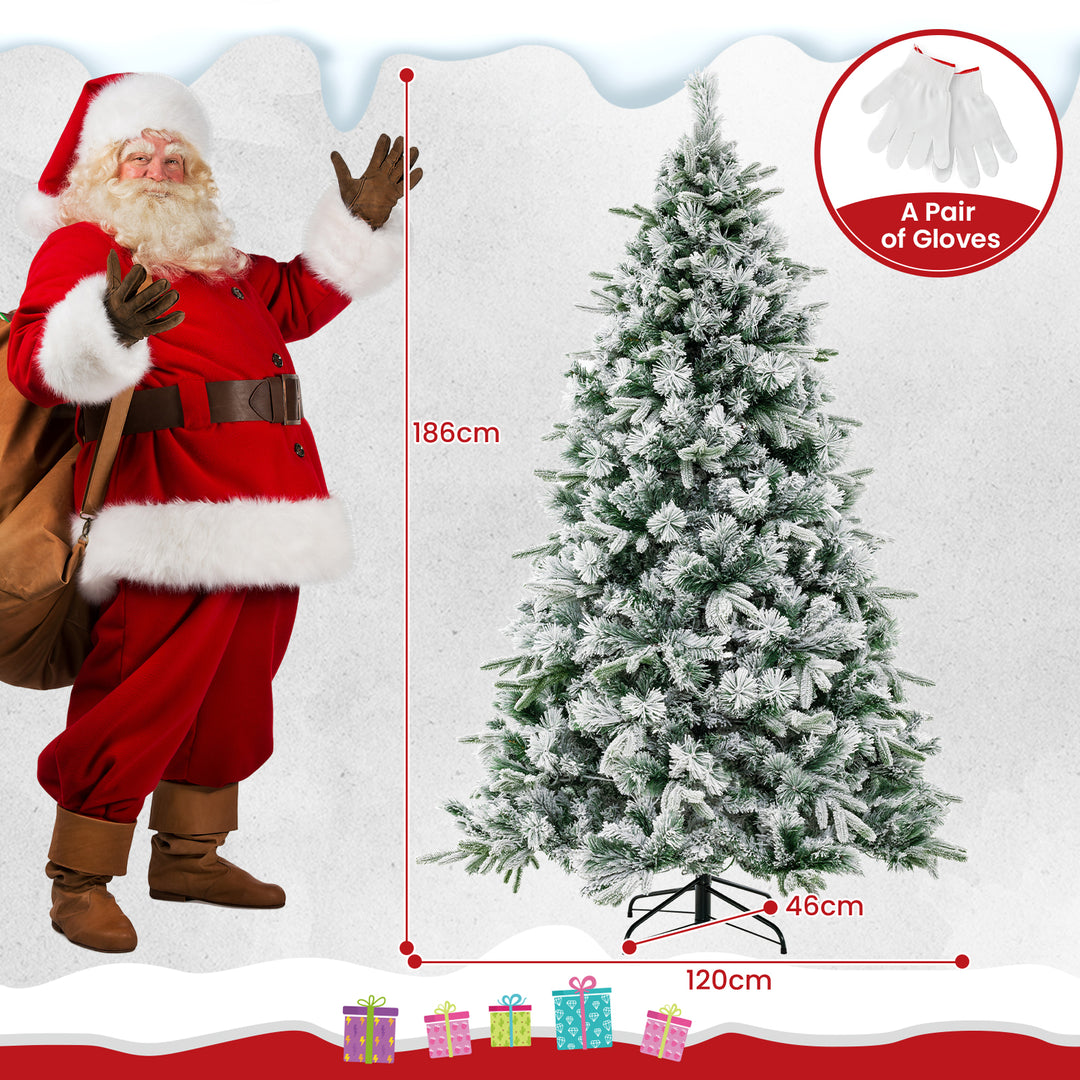 Artificial Christmas Tree with LED Lights, 8 Lighting Modes and Foldable Metal Stand