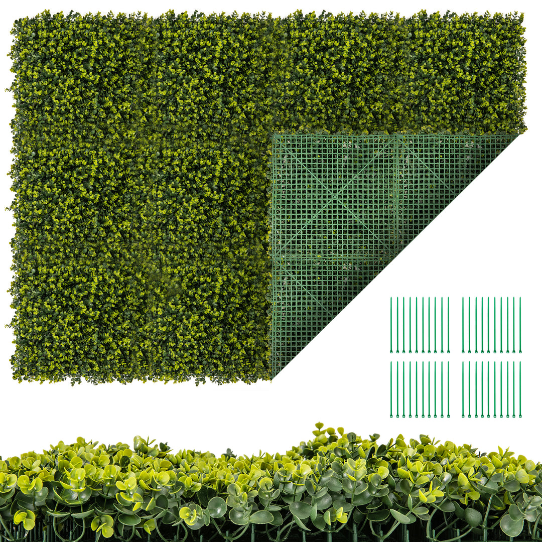 12 Pieces 50 x 50 cm Artificial Hedge Boxwood Panels with 7cm Thickness