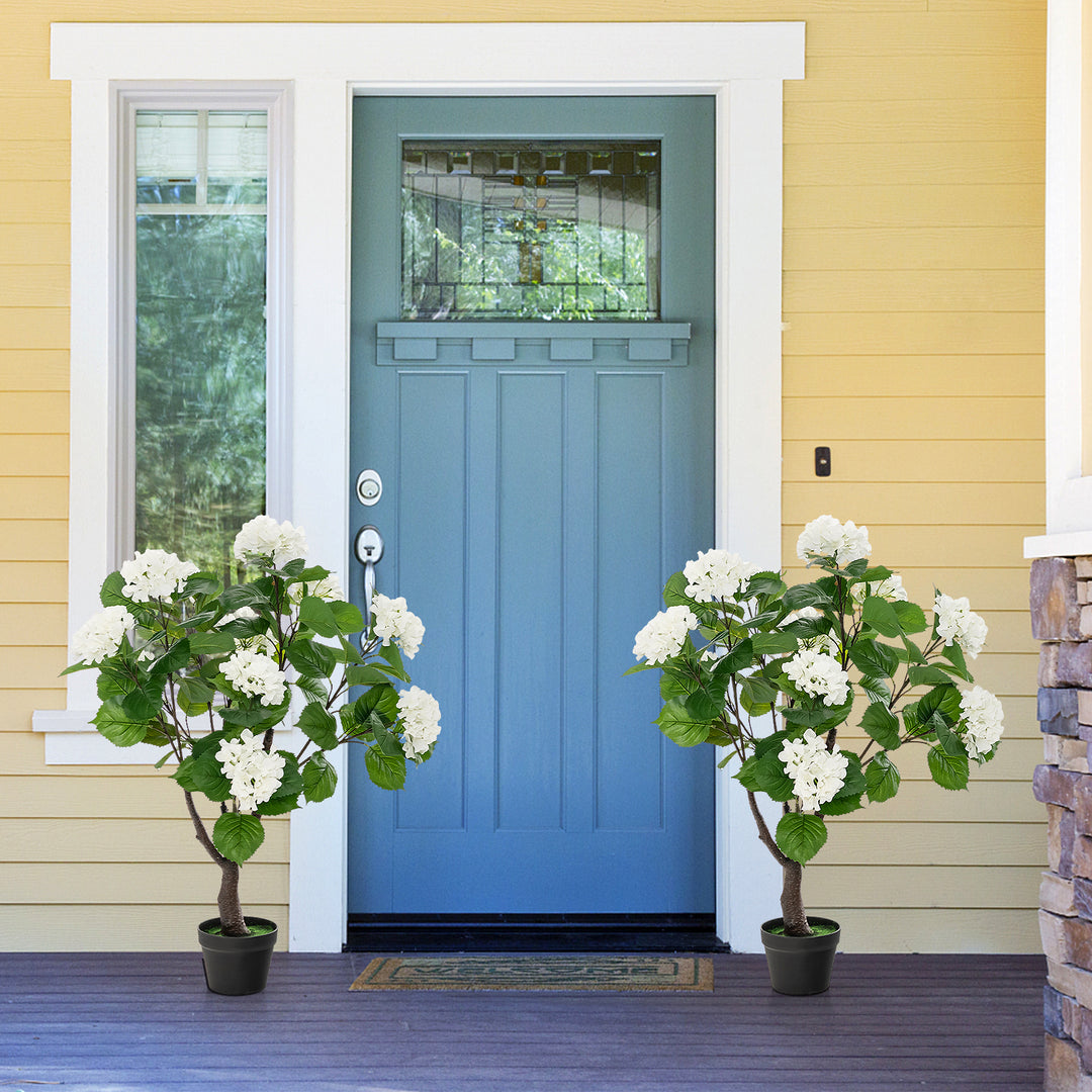 Artificial Hydrangea Tree with 11 White Flowers