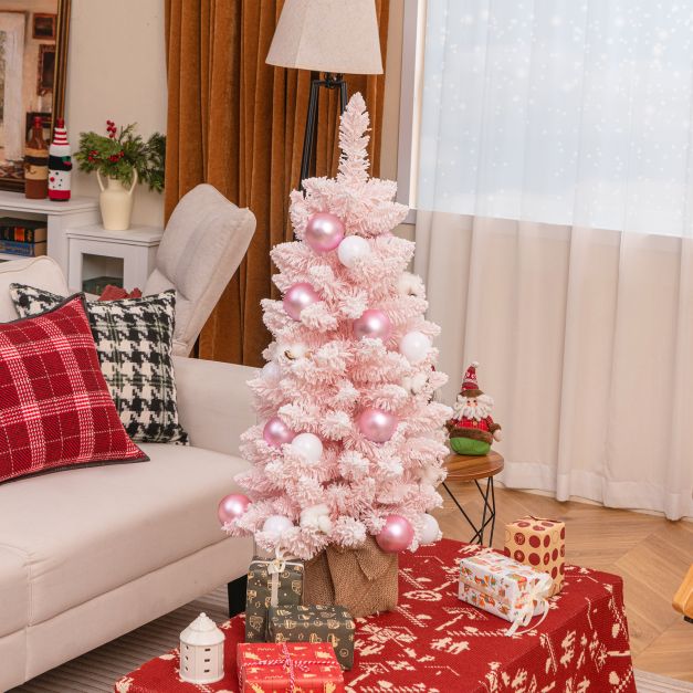 90 CM Artificial Mini Christmas Tree with 12 Natural Cotton Balls-Pink