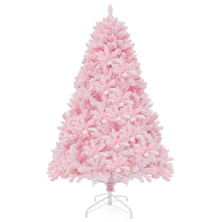 Flocked Artificial Xmas Tree with 808 PVC Branch Tips and 350 LED Lights