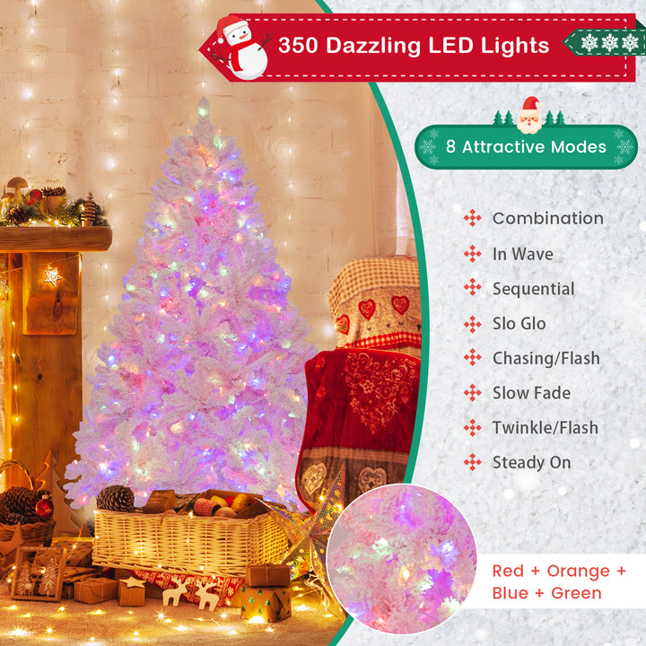 Flocked Artificial Xmas Tree with 808 PVC Branch Tips and 350 LED Lights