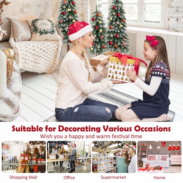 Artificial Xmas Tree Set of 3 with PVC Branch Tips and Warm White LED Lights