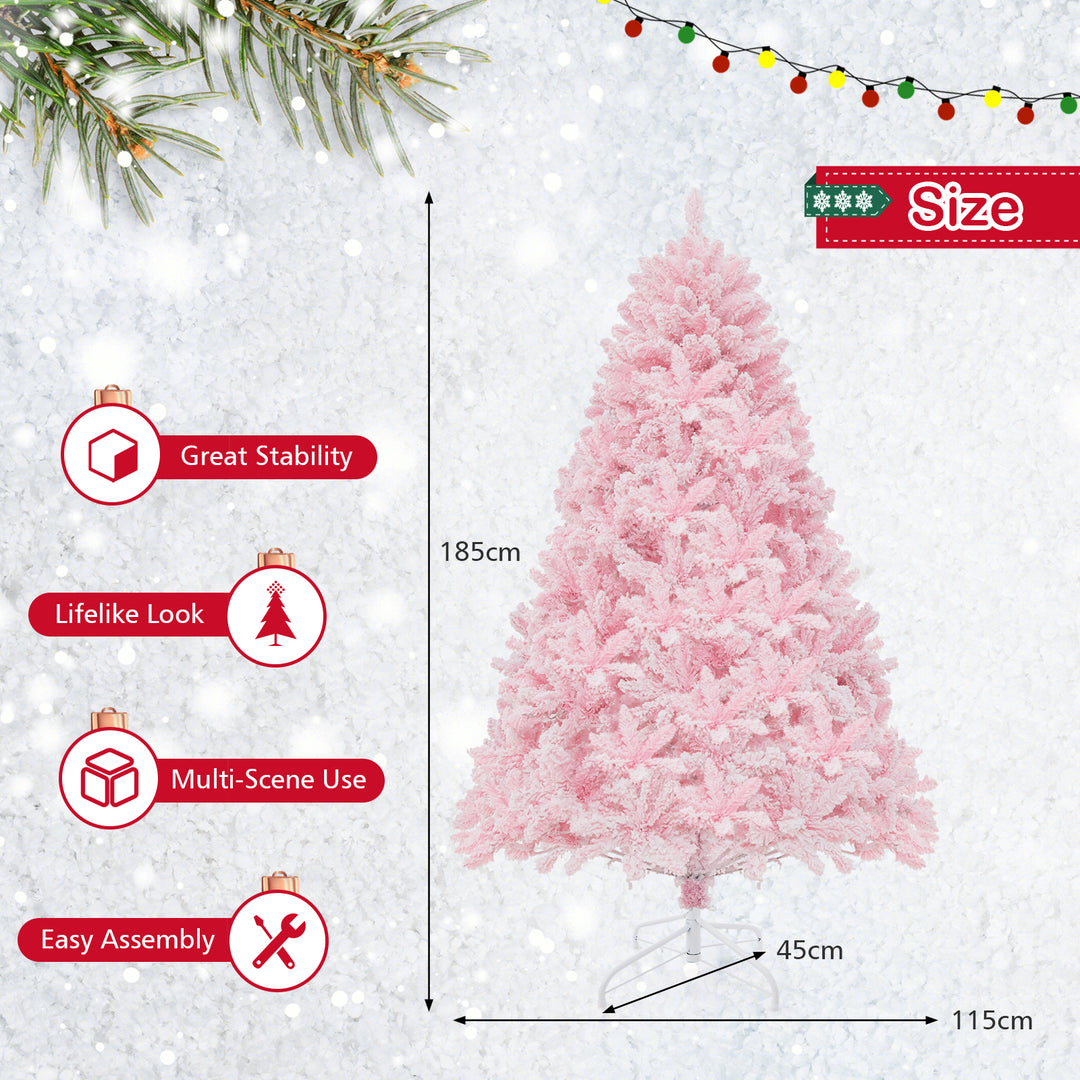 Flocked Artificial Xmas Tree with 808 PVC Branch Tips and 350 LED Lights