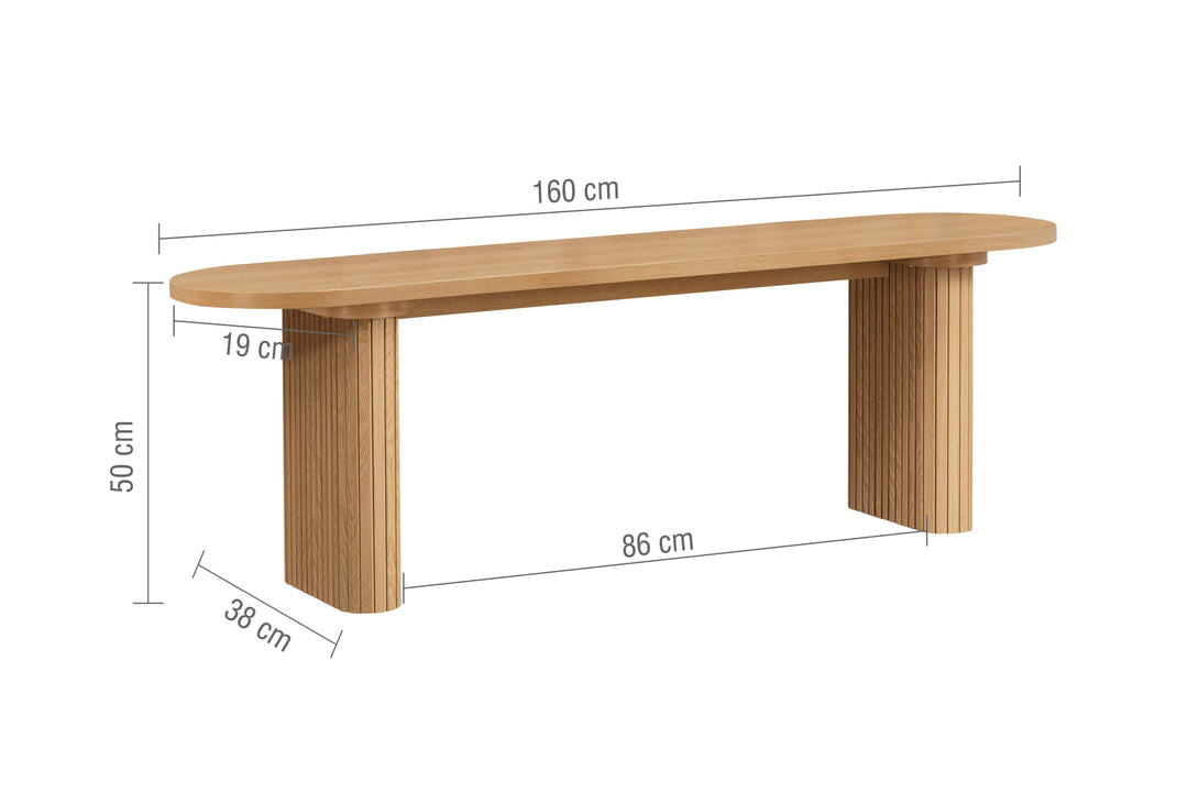 Axel Oval Fluted Dining Table With 2 Benches
