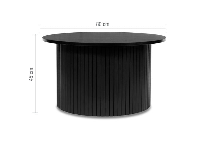 Axel Round Fluted Coffee Table - Mid-Century Modern Wood Accent Table Design