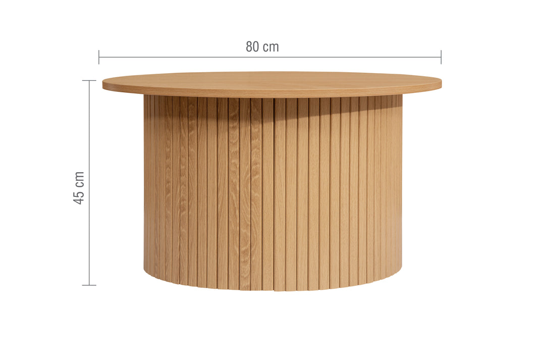 Axel Round Fluted Coffee Table - Mid-Century Modern Wood Accent Table Design