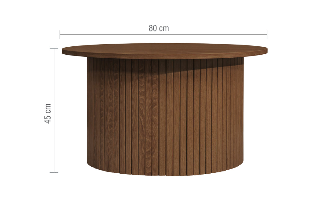 Axel Round Fluted Coffee Table - Mid-Century Modern Wood Accent Table Design