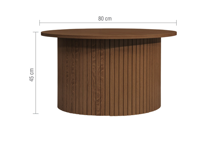 Axel Round Fluted Coffee Table - Mid-Century Modern Wood Accent Table Design