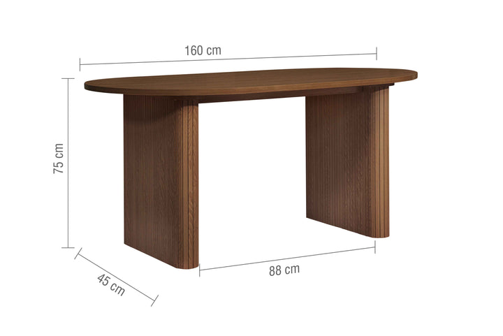 Axel Oval Fluted Dining Table With 2 Benches