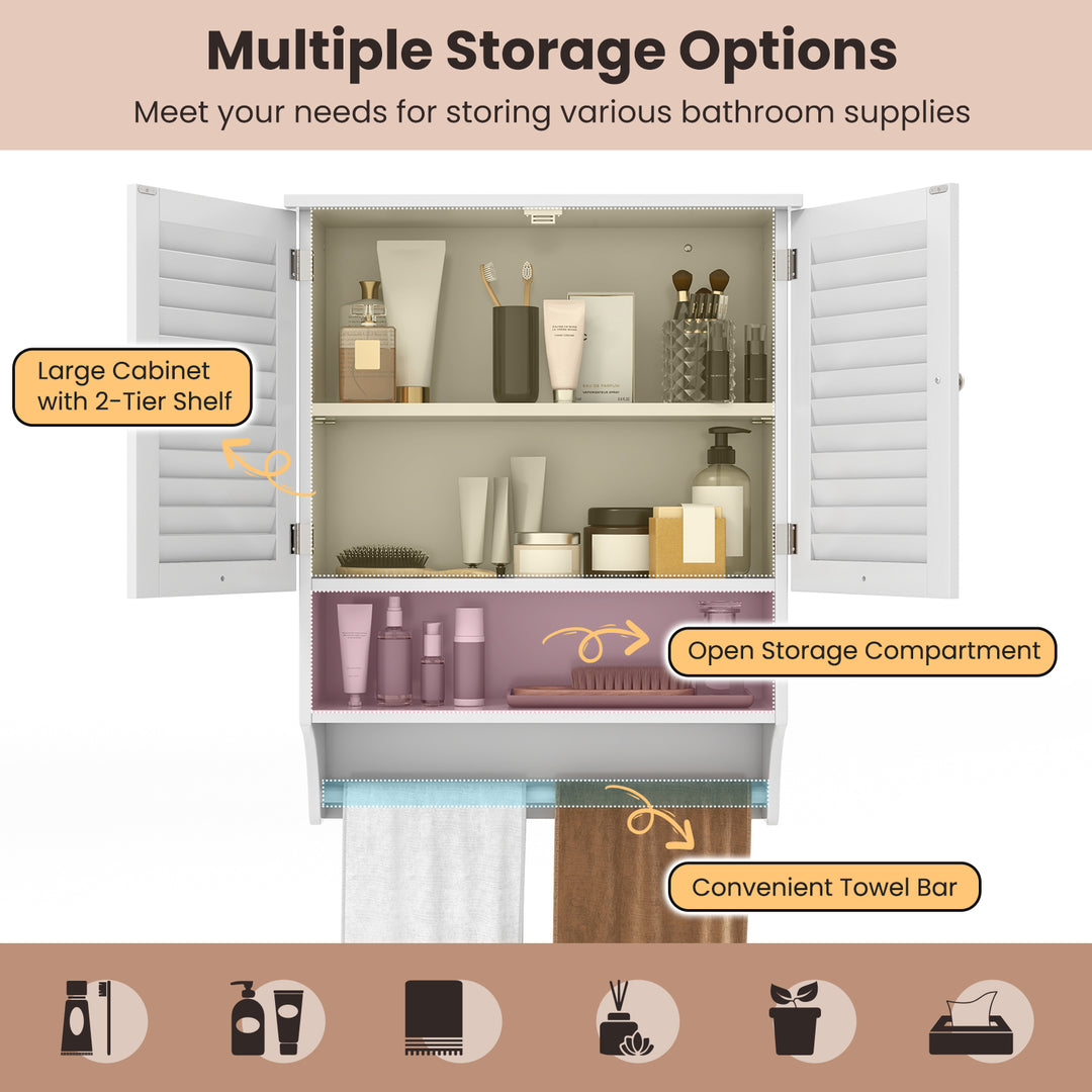 Bathroom Wall Cabinet with 2 Doors and 3-Position Adjustable Shelf