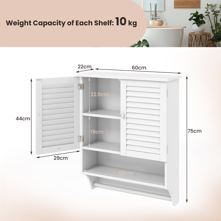 Bathroom Wall Cabinet with 2 Doors and 3-Position Adjustable Shelf