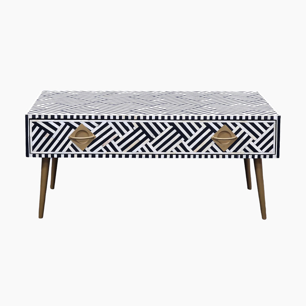 Sienna Sleek Two Drawer Bone Inlay Coffee Table