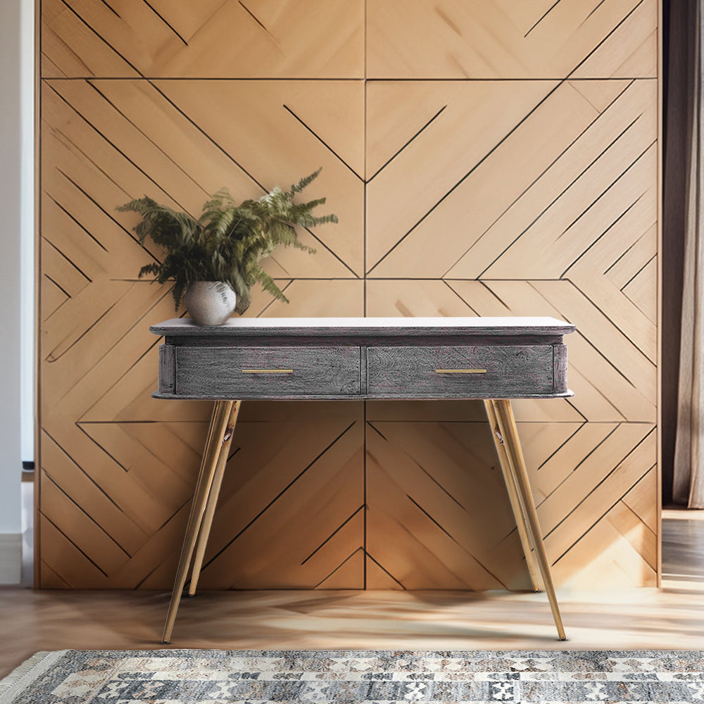 Regal Royal Two Drawer Wooden Console Table Grey - TidySpaces