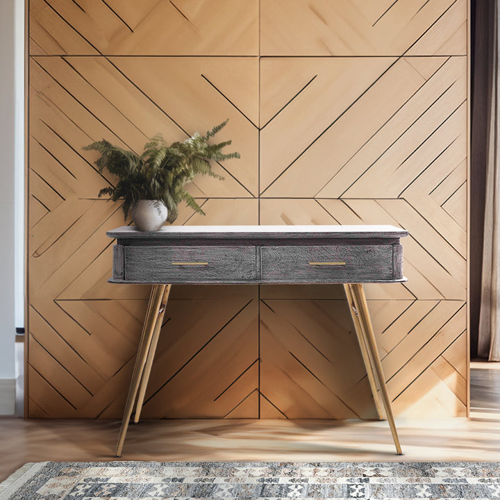 Regal Royal Two Drawer Wooden Console Table Grey - TidySpaces