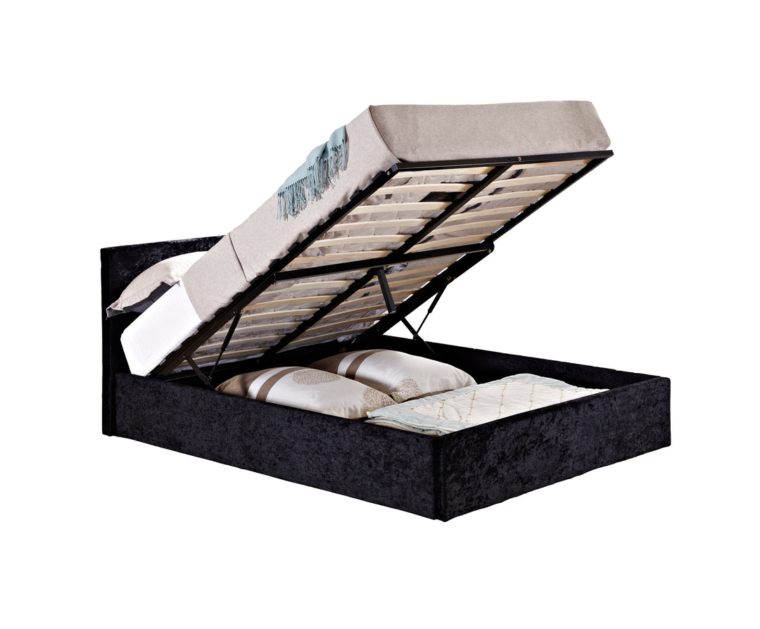 Berlin Ottoman Bed Frame with Storage and Upholstered Headboard