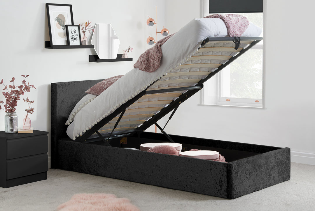 Berlin Ottoman Bed Frame with Storage and Upholstered Headboard