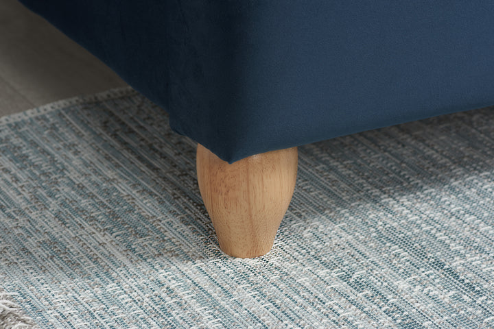 Brompton Upholstered Bed Frame with Generously Cushioned Headboard in Midnight Blue