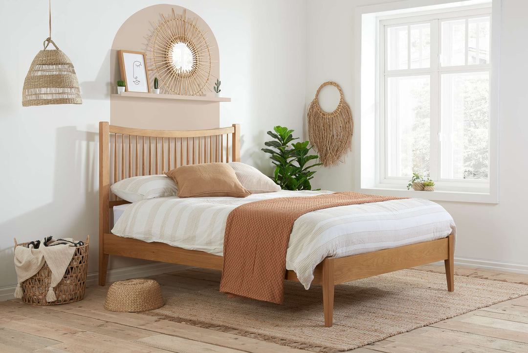 Berwick Oak Bed Frame with Spindled Headboard for Timeless Elegance