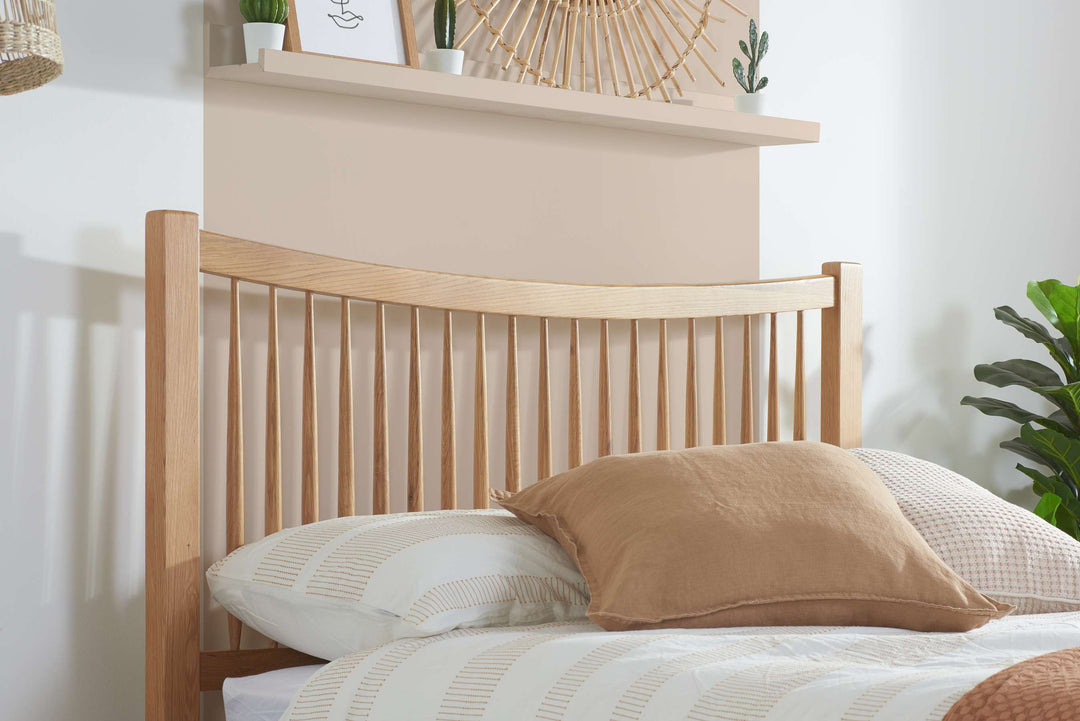 Berwick Oak Bed Frame with Spindled Headboard for Timeless Elegance