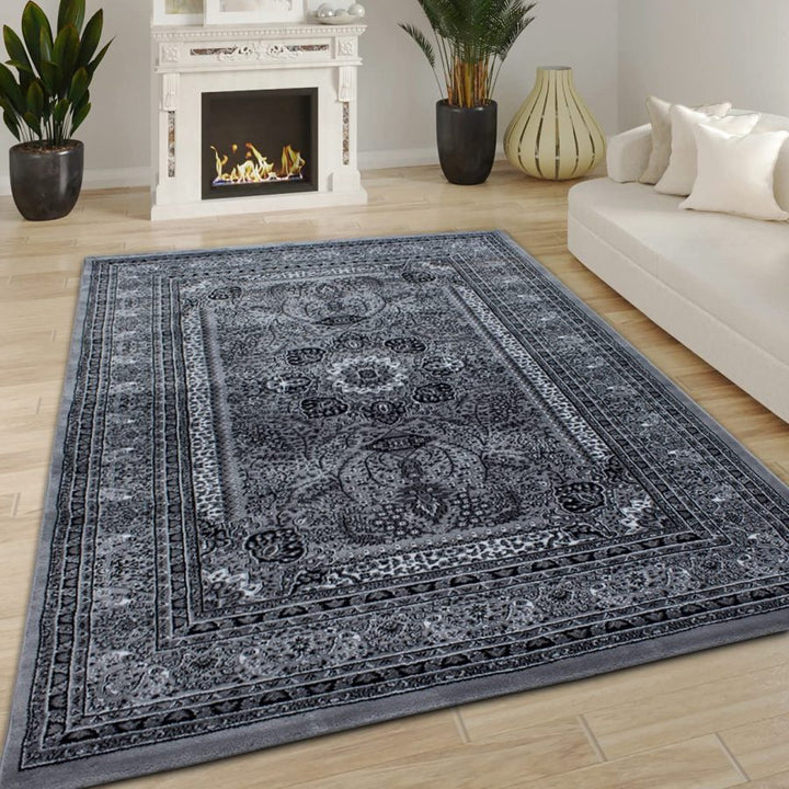 Grey Traditional Rug Vintage Oriental Style Grey - TidySpaces