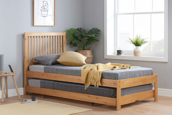 Buxton Trundle Single Bed with Pull-Out Trundle and Sprung Slatted Base for Extra Comfort