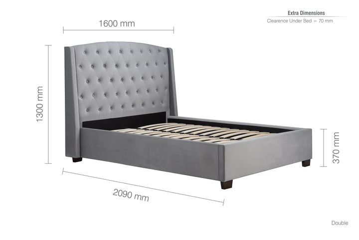 Luxury Velvet Upholstered Bed with Wingback Headboard and Tufted Detailing
