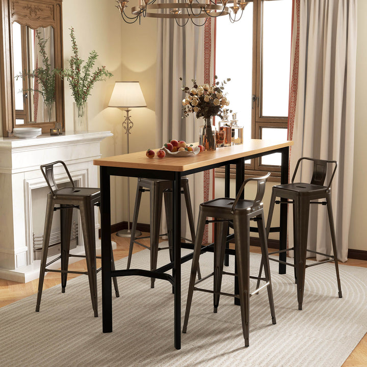 Set of 4 Metal Bar Stools 76 cm with Removable Backrest - TidySpaces