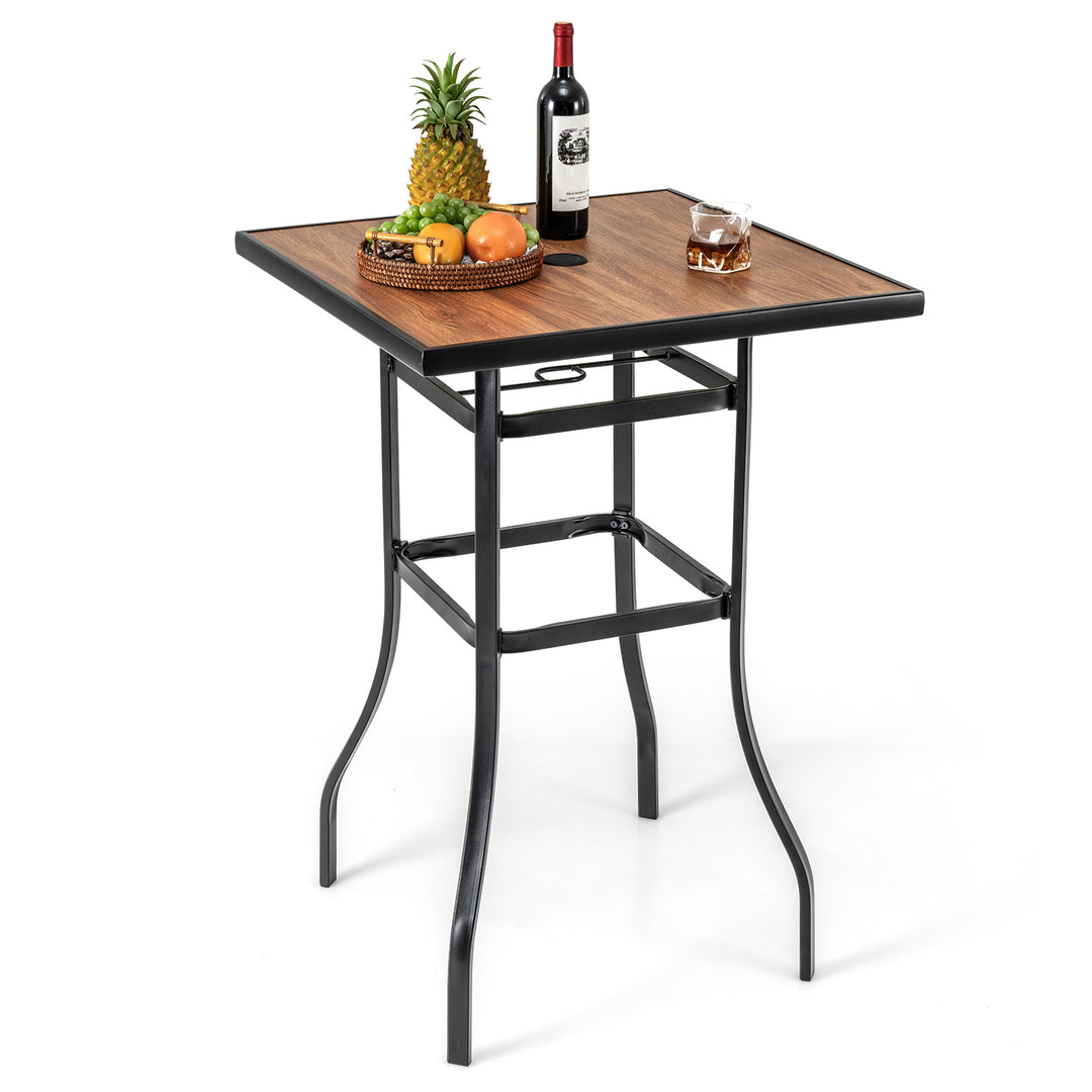 Outdoor Square Tabletop Bar Height Table for Garden Backyard Poolside