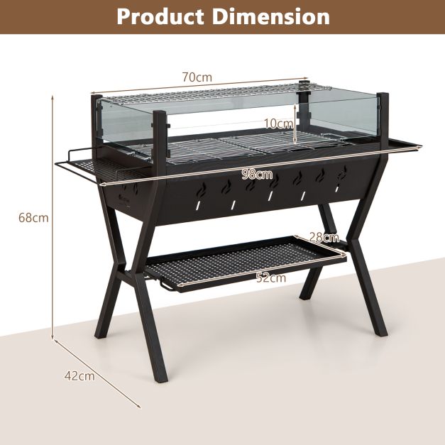 Barbecue Charcoal Grills with Wind Guard and Seasoning Racks-Black - TidySpaces