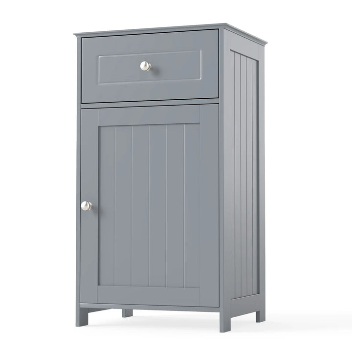 Bathroom Cabinet Floor Organizer with Single Door and Drawer-Grey - TidySpaces