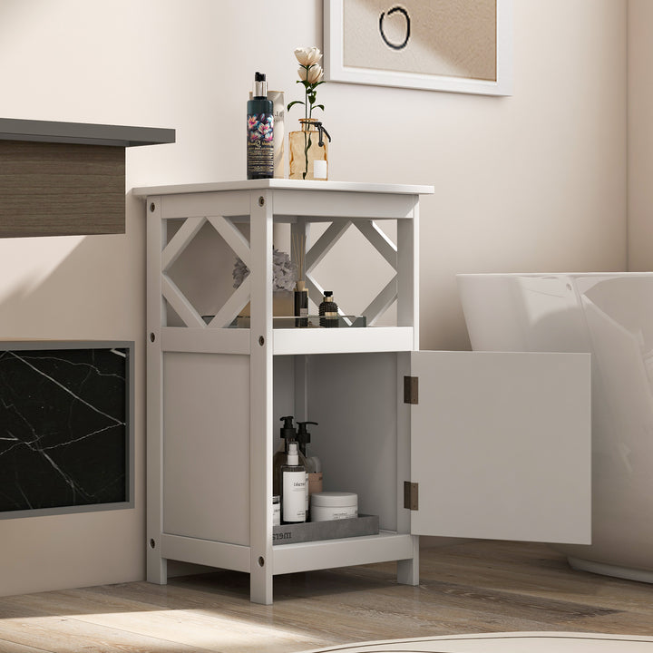 Bathroom Floor Cabinet with Open Compartment and Single Door