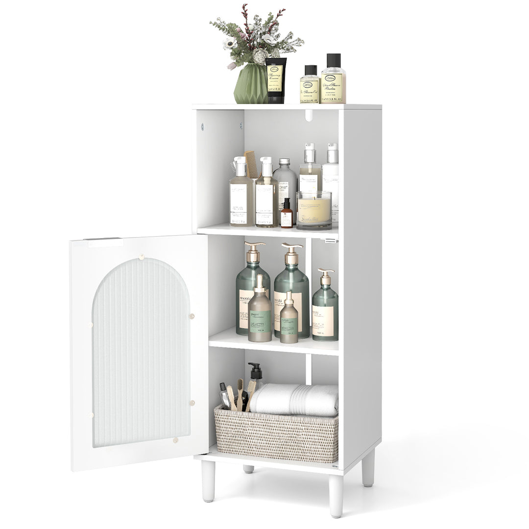 Bathroom Floor Cabinet with Adjustable Shelf for Hallway Living Room-White